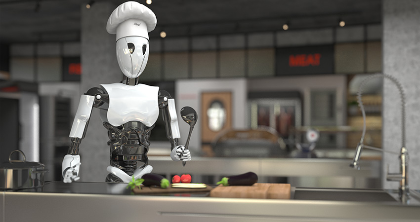 ロボットが料理しているイメージ